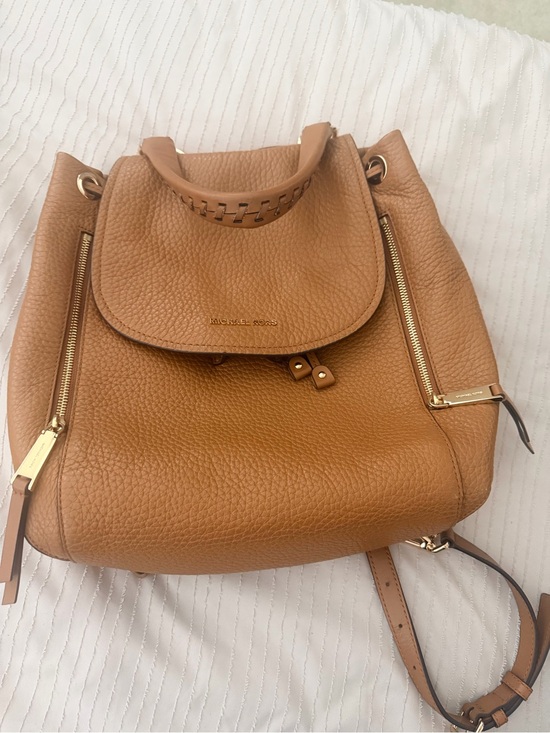 Michael Kors Handbags - Michael Kors Chestnut Pebbled Leather Drawstring Backpack